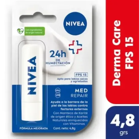 Nivea Protector Labial Humectante Derma Care Fps 15 Para Todo Tip