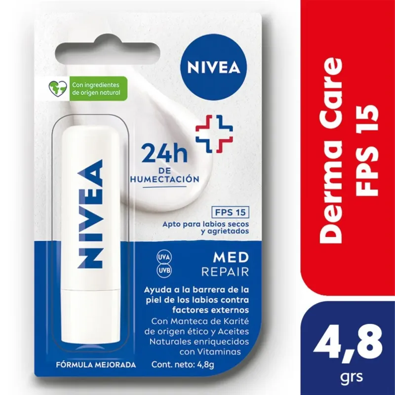 Nivea Protector Labial Humectante Derma Care Fps 15 Para Todo Tip