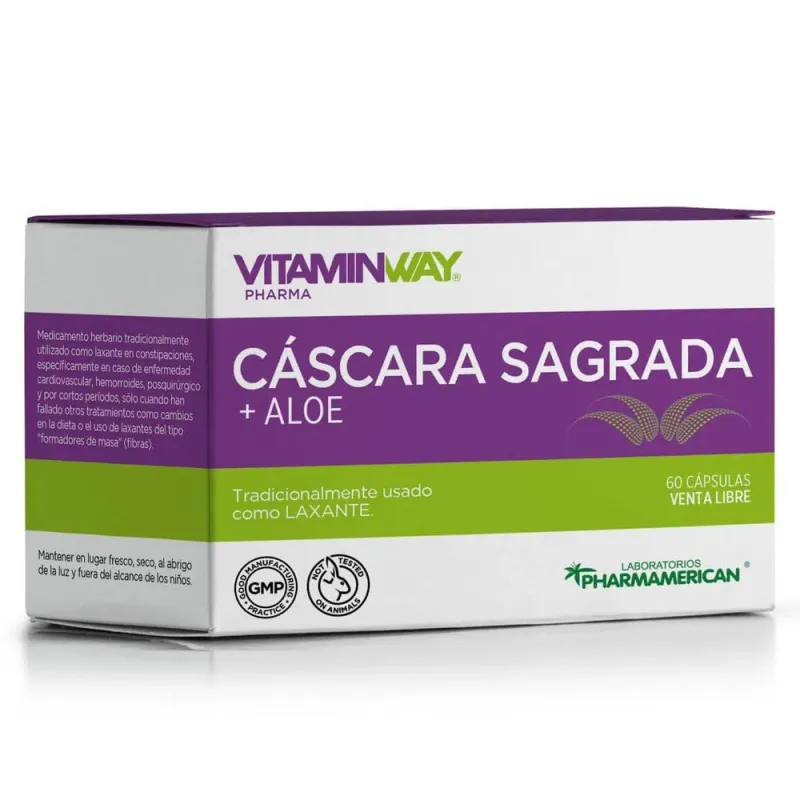 Vitamin Way Laxante Cascara Sagrada + Aloe Por 60 Capsulas.