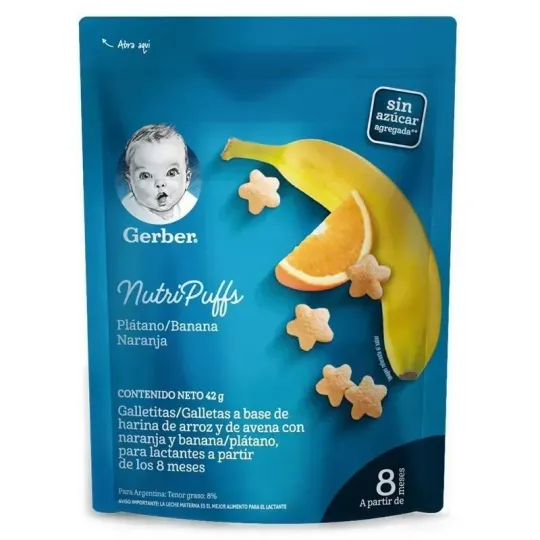 Gerber Nutrisnack Banana Y Naranja 42 Gr