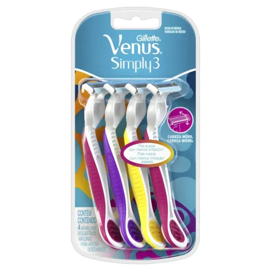 Gillette Máquina Para Afeitar Descartable Venus Simply3 (4 Unidad