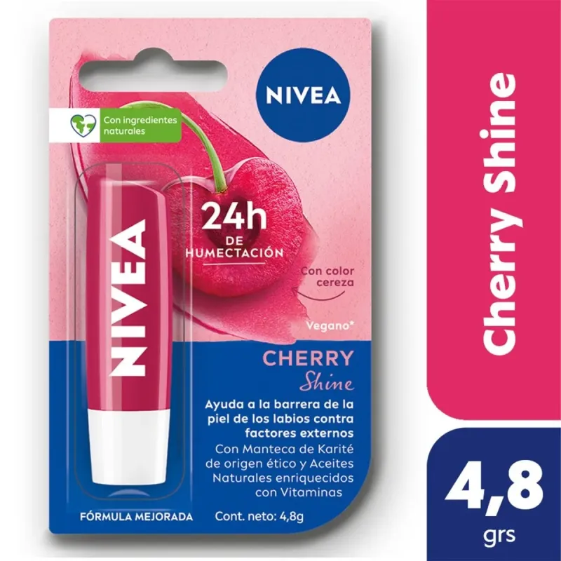 Nivea Protector Labial Humectante Cherry Shine Para Todo Tipo De