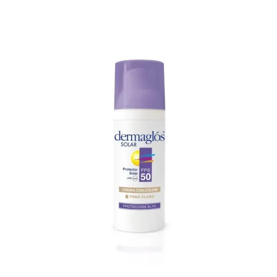 Dermaglos Protector Solar Fps 50 Facial Con Color Tono Claro Crem