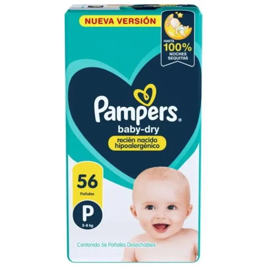 Pañales Pampers Baby Dry Hipoalergénico P