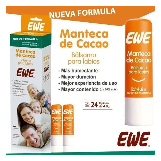Ewe Manteca De Cacao Bálsamo Para Labios 24 Unidades