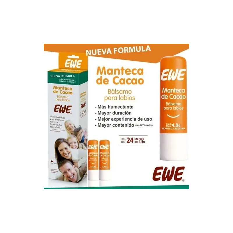 Ewe Manteca De Cacao Bálsamo Para Labios 24 Unidades