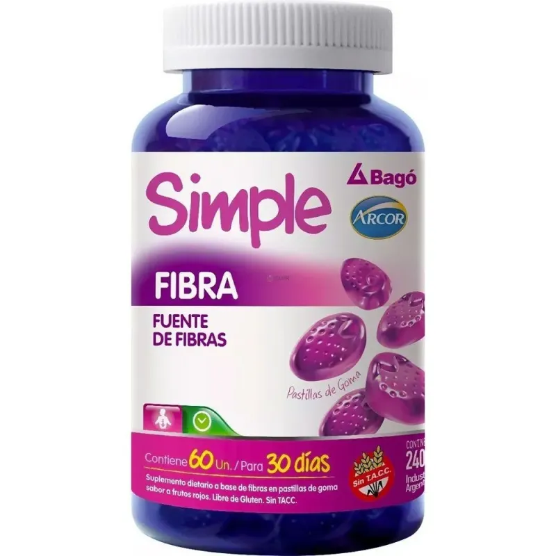 Simple Suplemento Dietario Fibra Pastillas De Goma (60 Unidades)