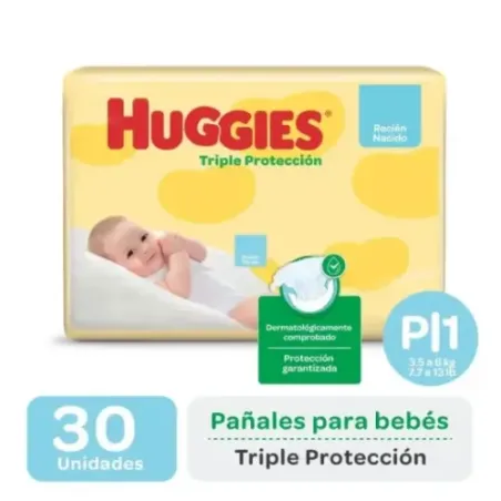 Huggies Pañal Clasico Triple Proteccion Pequeño (30 Unidades) P