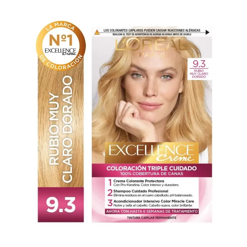 Excellence Kit De Coloración Permanente Creme Tono 9.3 Rubio Muy