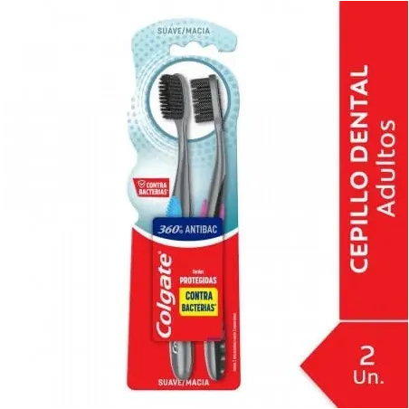 Colgate Cepillo De Dientes 360 Antibacterial 2x1