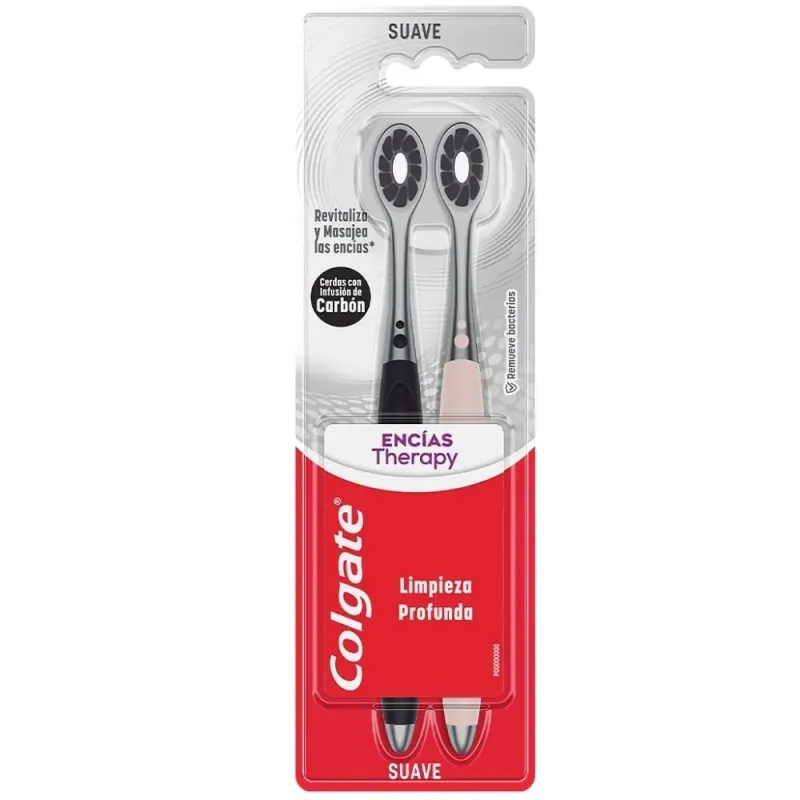 Cepillo Dental Colgate Encías Therapy Carbón X 2 Un
