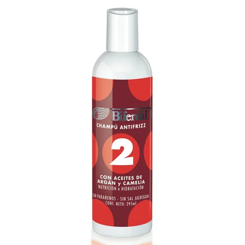 Biferdil Shampoo 2 Antifrizz Con Aceite De Argan Y Camelia 295 Ml