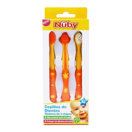 Nuby Set De Cepillo De Dientes Para Bebé (3 Unidades)